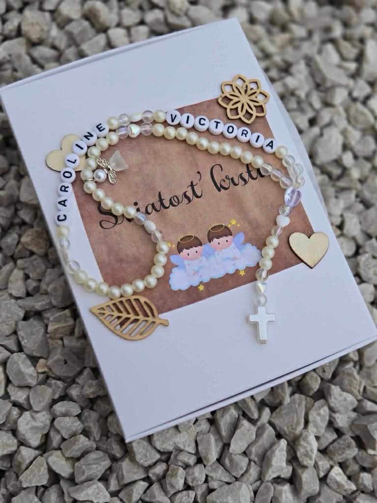 Ruženček ku krstu – personalizovaný s menom